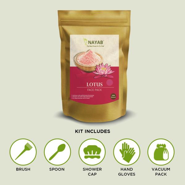 Nayab Lotus Face Pack With Gloves With Shower Cap, Spoon, Brush And