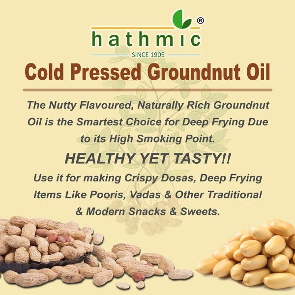Hathmic Cold Pressed Groundnut Oil, 5L HDPE (Un Refined and Un Filtered