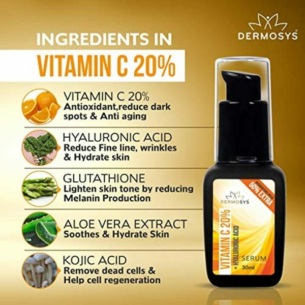 DERMOSYS Vitamin C Serum AntiAging and Brighter Skin Hyaluronic Acid
