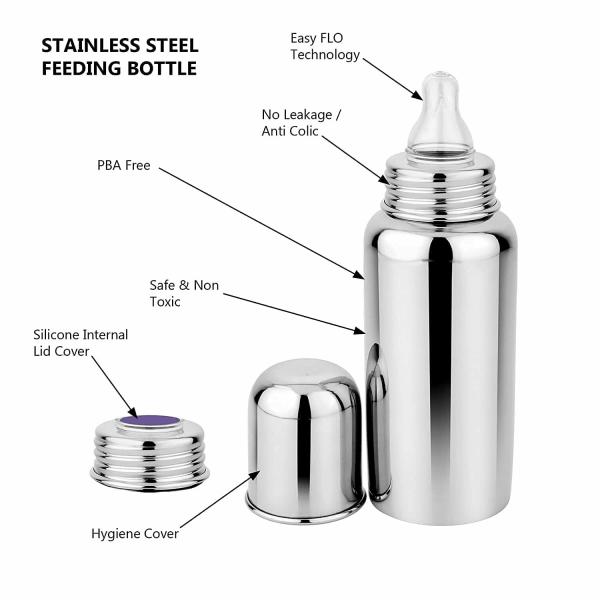 YYOURCULL Stainless Steel Milk Feeding Bottle For (08 Months ) Babies