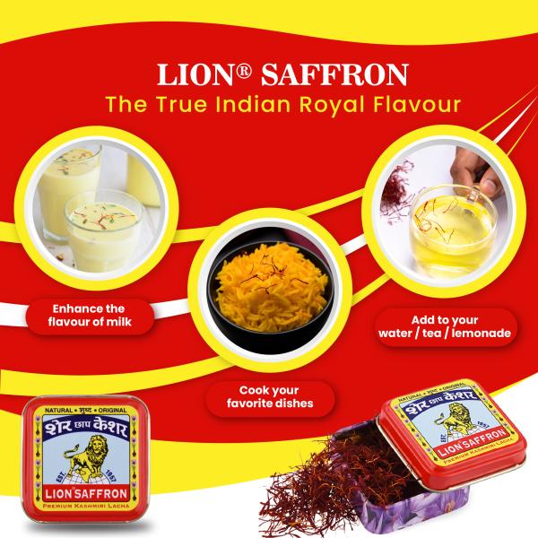 Lion Saffron 2g Original Kashmir Lacha Saffron/Kesar/Keshar for Biryani