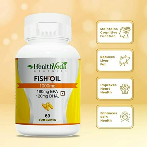 Health Veda Organics Omega 3 Fish Oil Capsules for Healthy Bones, Hair
