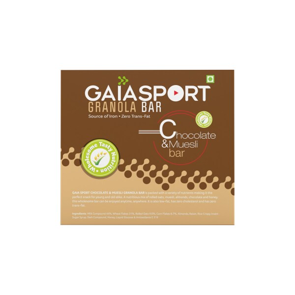 Gaia Sport Chocolate & Muesli Granola Bar 50gm. (pack of 12) JioMart