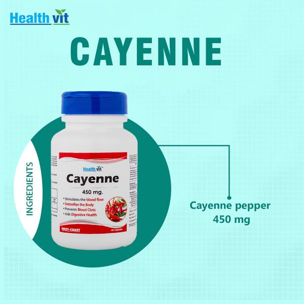 Healthvit Cayenne 450 mg Supplement 60 Capsules JioMart
