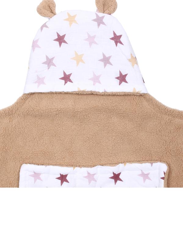 NAMAN Printed Newborn Baby Plush Swaddle, Hodded Blanket, Sleeping Bag