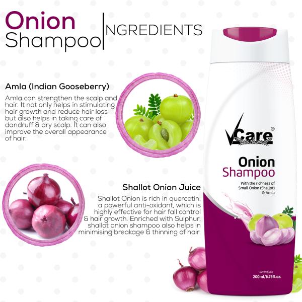 Vcare Red Onion Shampoo With Red Onion Hair Growth Oil For Hair Growth