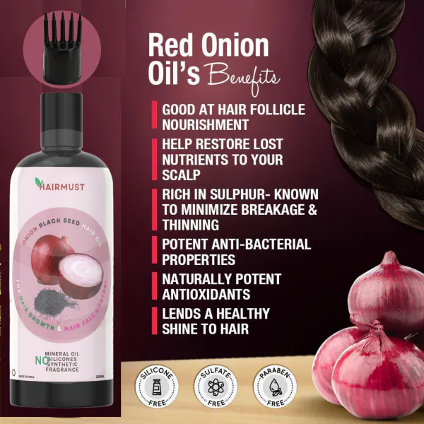 HAIRMUST Onion Black Seed Hair Oil 200ml for Hair Growth & Hair Fall  Control -With Coconut Oil Hair Oil - JioMart