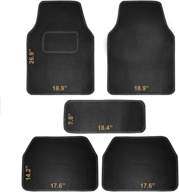 Aksmit Car Anti Slip Carpet Floor / Foot Mats Set of 5 Black JioMart