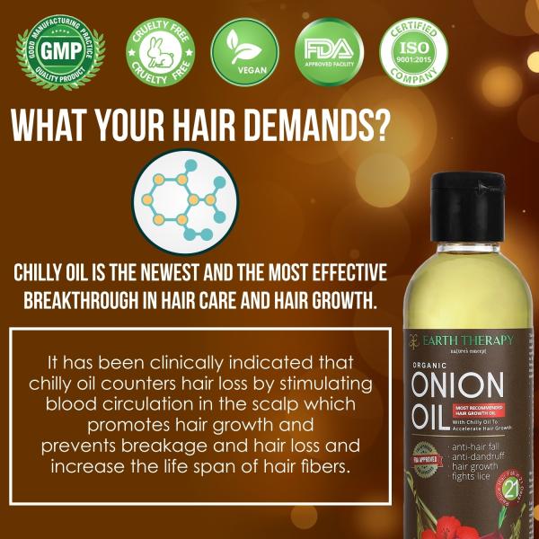 EARTH THERAPY Organic Onion Hair Oil with 14 essential oils for