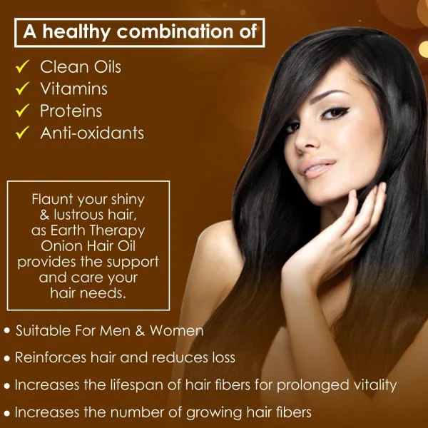 EARTH THERAPY Organic Onion Hair Oil with 14 essential oils for