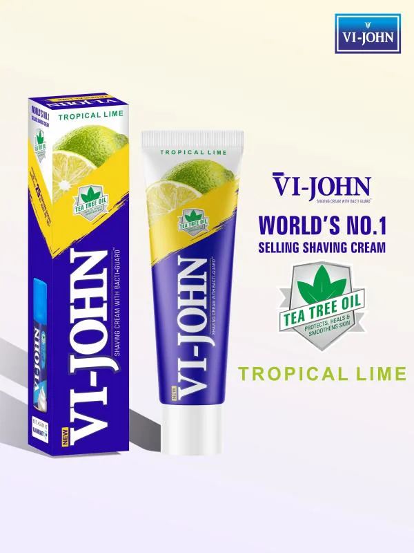 VIJOHN Tropical Lime Shaving Cream for Men with Tea Tree oil and Bacti