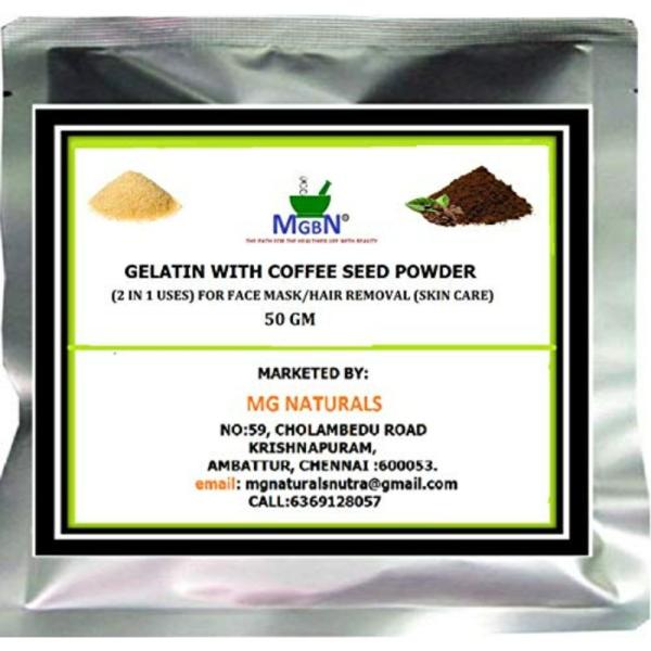 MGBN Gelatin With Coffee Seed Powder 2 In 1 Uses For Face Mask, Hair Removal Skin Care 50 gm