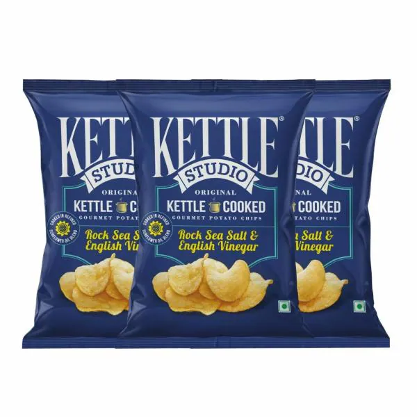 Kettle Studio Potato Chips Rock Sea Salt & English Vinegar 113g