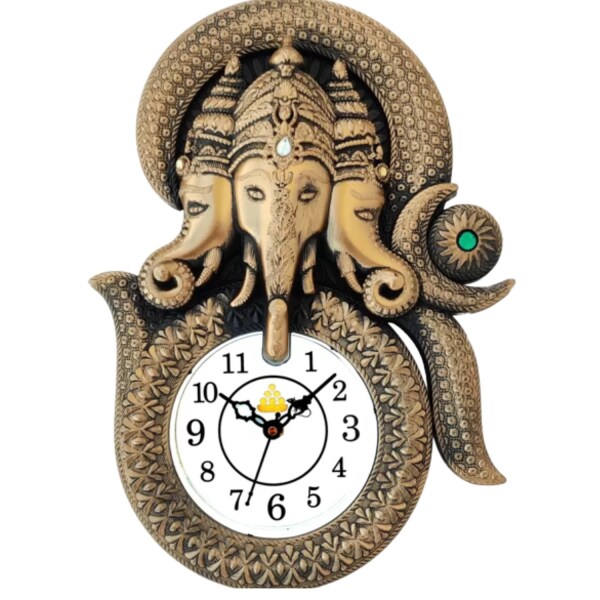 elkart Designer Stones Ganesha Inside Om Plastic Wall Clock for Home