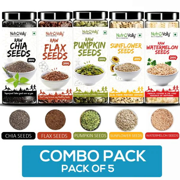 NutroVally Chia Seeds Flax Seeds Pumpkin Seeds Sunflower Seeds Magaj Seeds High In Omega