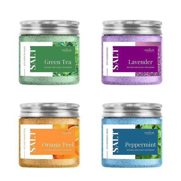 VEDANUM Green Tea Bath Salts Skin Care, Pain Relief and Foot Massage 100 g (Pack of 4) JioMart