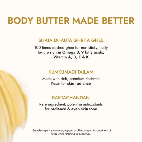 Kapiva Ghee Kumkumadi Body Butter (200 g) 100 times Washed Ghee For