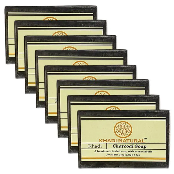 Khadi Natural Charcoal Bathing Herbal Soap With Essential Oil Pack of 8 JioMart