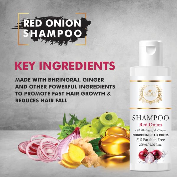 Bioly Red Onion Shampoo For Anti Hair Fall , anti Dandruff and Stronger Hair  (200 ml) - JioMart