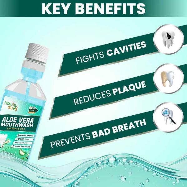 Nature Sure Aloe Vera Mouthwash with Neem and Clove for Oral Health 1