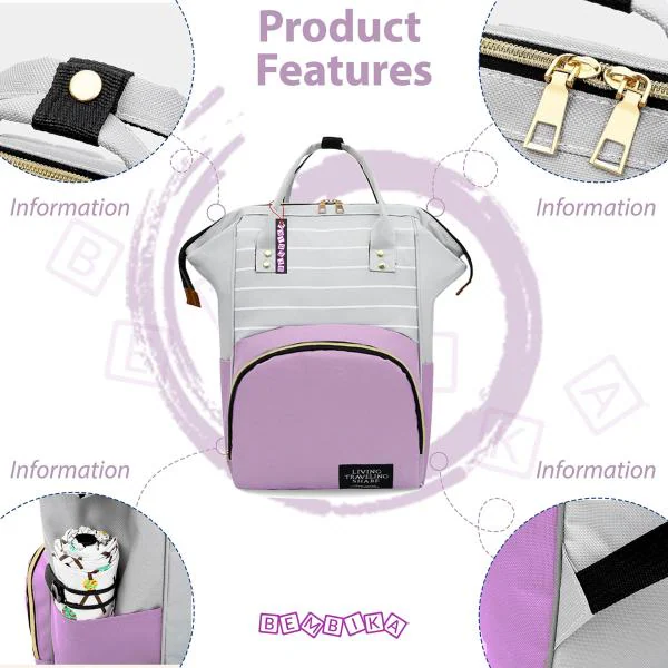 Bembika Line Purple Diaper Bag Backpack For Kids JioMart