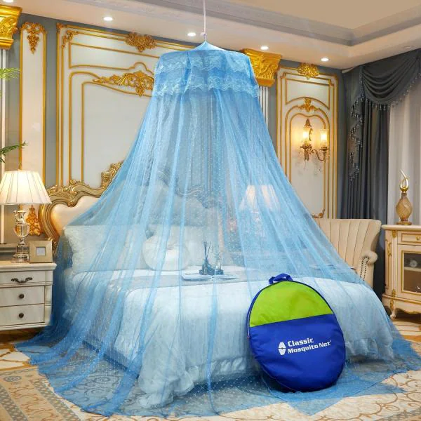 Classic Mosquito Net Blue Jacquard, Classic Mosquito Net Foldable King Size Double Bed
