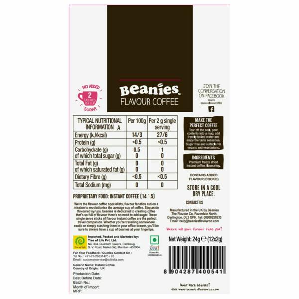 BeaniesInstant Flavoured Coffee Sticks Cookie Dough 12 Sachets, 2g