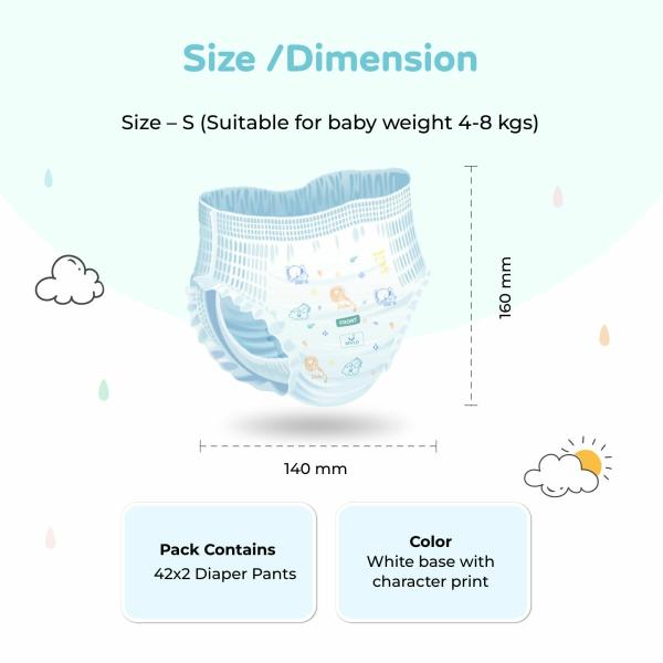 Mylo Care Baby Diaper Pants Small (S) Size, 48 kgs 84 Count 12