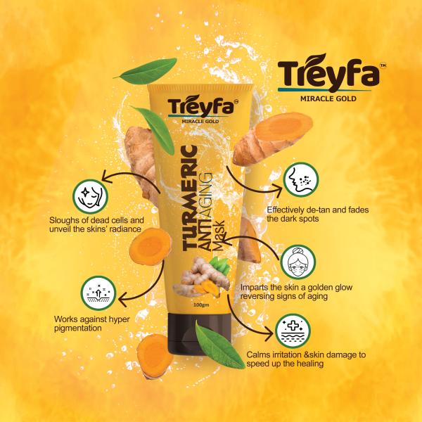 Treyfa Turmeric Anti Aging Mask For Skin Brightening, Even Tone
