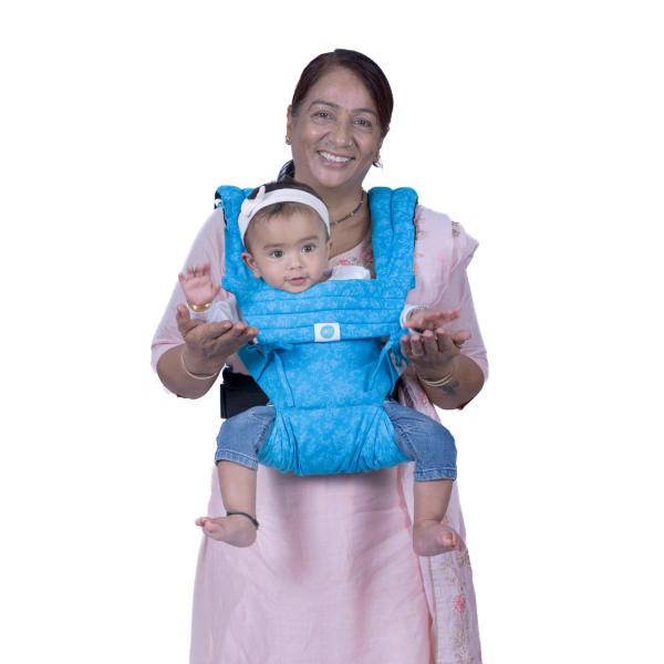 Soulslings Blue Cotton 3 Position Baby Carrier with HipHealthy Safe