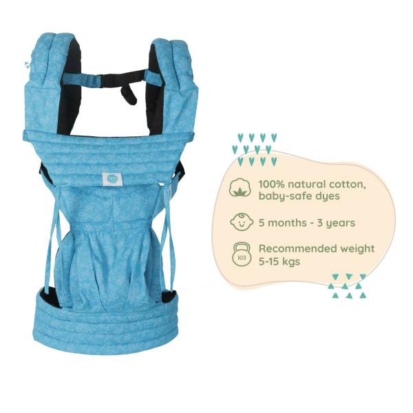 Soulslings Blue Cotton 3 Position Baby Carrier with HipHealthy Safe