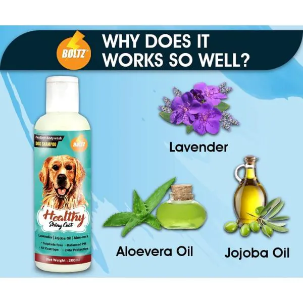 Boltz Dog Shampoo For Healthy Shiny Coat Aloe Vera Lavender And Jojoba