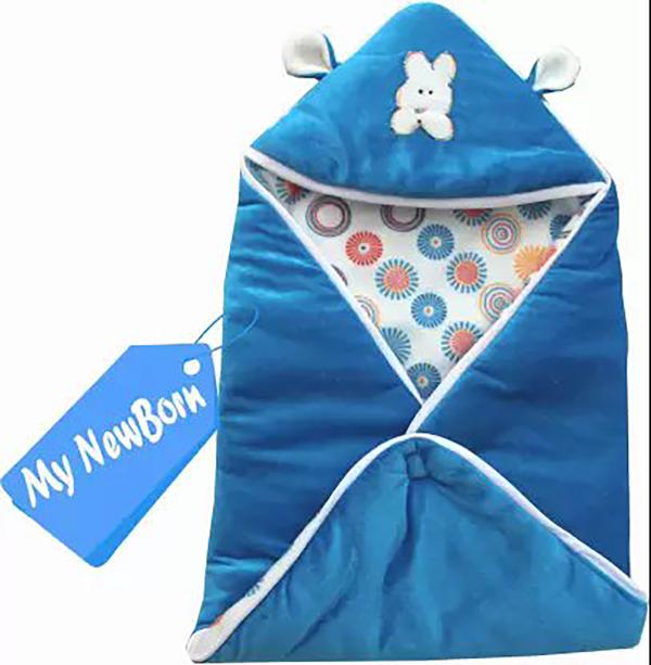 My New Born Cartoon Single Hooded Baby Blanket for AC Room (Polyester