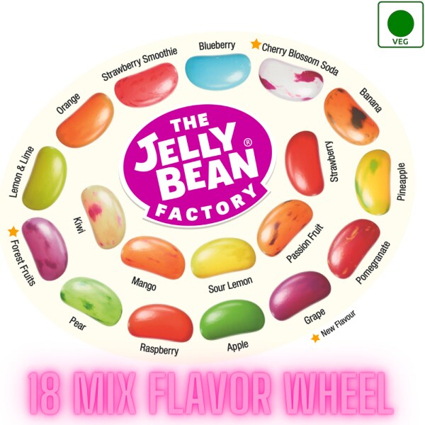 The Jelly Bean Factory Gelatine Free 18 Fruit Flavors Jelly Bean Candy