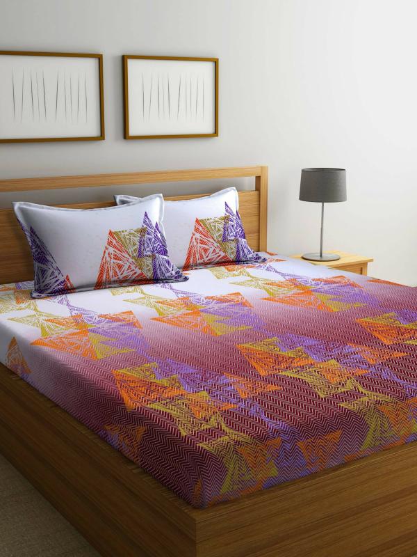 Bombay Dyeing Red Cotton Double Bed Sheet With Pillow Cover JioMart