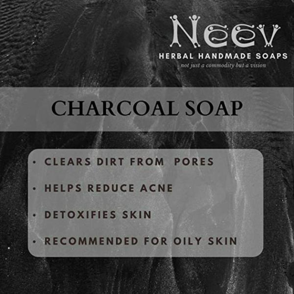 Neev Herbal Handmade Soaps Charcoal Soap (100gm X 3) No Chemicals and