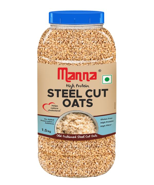 Manna 100 Steel Cut oats 1.5 kg Gluten Free Diabetic Friendly High Protein & Fibre JioMart
