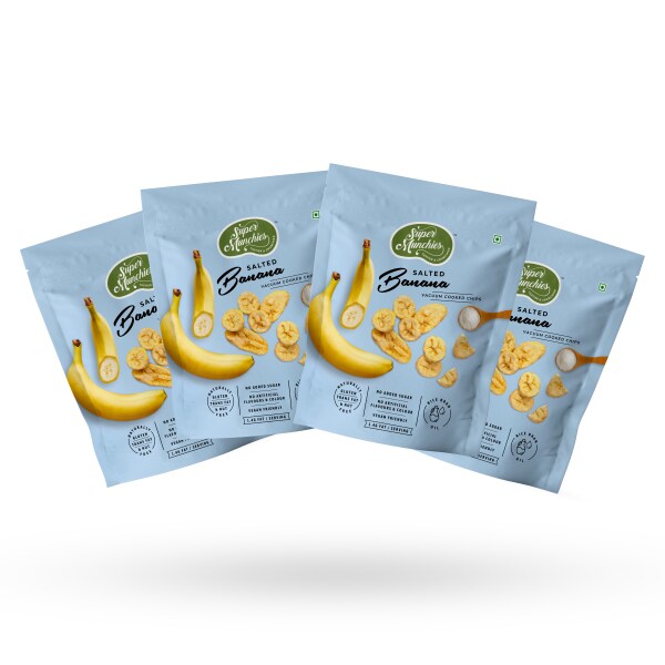 SUPER MUNCHIES Salted Banana Chips, Vegan, Gluten Free, High Fiber