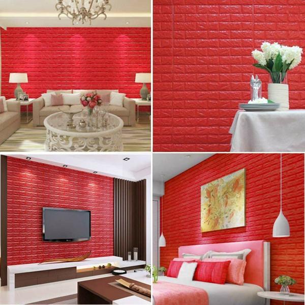 Sky Walls Red Polyethylene Foam 3D Wall Stickers for livingroom and
