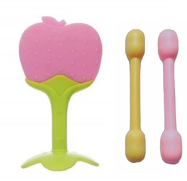 Enorme Silicone Apple Fruit Shape Teether with Dumbler / Sticks Teether