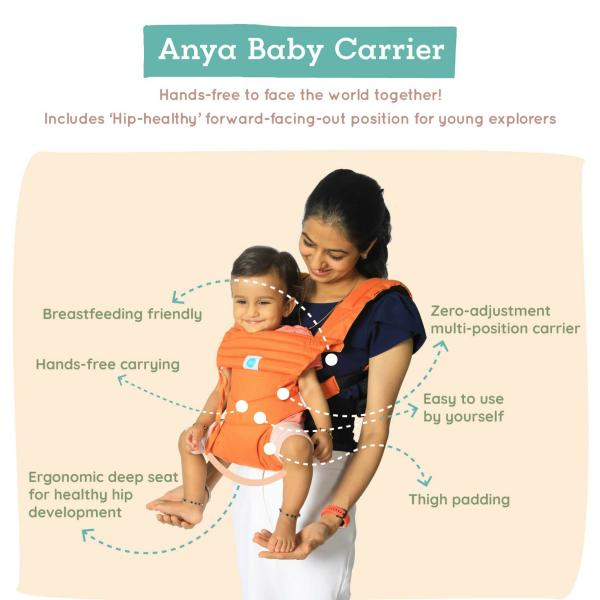 Soulslings Yellow Anya Linen 3 Position Baby Carrier with HipHealthy