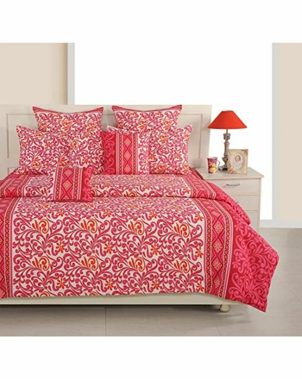 Swayam Floral Design Sparkle Cotton Extra Large King Bedsheet with 2