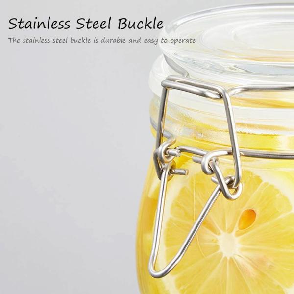 Cracker Transparent Stainless Steel, Glass Airtight Canister Kitchen Storage Jar Container With