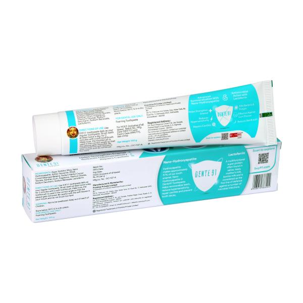 Dente91 Toothpaste, Natural Oral Defence with Remineralization for Sensitive teeth, Pack of 1