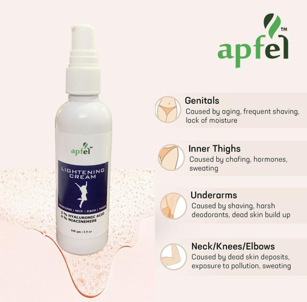 Apfel Lighting Cream PLUS for Under Arms, Inner Thighs, Neck/Knees