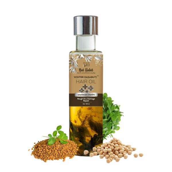 Nat Habit Soybean Methi Dry Repair Winter Dasabuti Hair Oil for Hair
