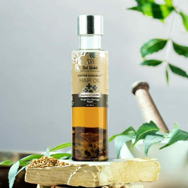 Nat Habit Soybean Methi Dry Repair Winter Dasabuti Hair Oil for Hair