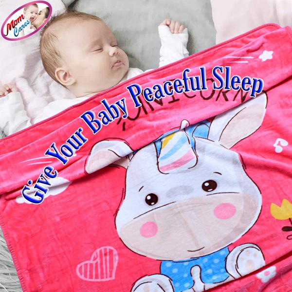 MOM CARES Pink Fleece Double Layered Winter Blanket for Newborn Baby (0