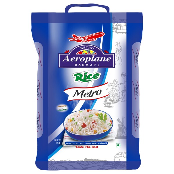 Aeroplane Metro Basmati Rice 10 Kg Perfectly Aged Long Grain with