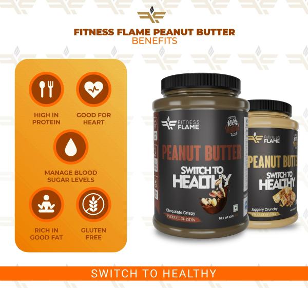Fitness Flame Natural Peanut Butter(Jaggery Crunchy) Gluten Free 1 kg